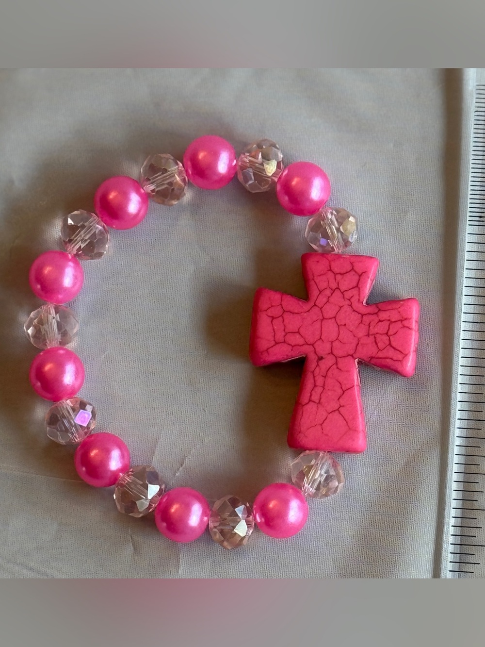 Handmade Beaded Cross Stretch Bracelets Choice of 5 Colors BTJ - Picture 3 of 7